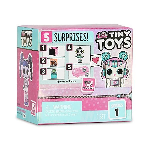 L.O.L. Surprise, Tiny Toys - Coffret 5 Surprises dont 1 tiny 1,5cm, Accessoires, pièce de Glamper, Fonction Eau Surprise, Mod