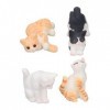 Cryfokt Lot de 4 Figurines de Chat Miniatures, Accessoires Réalistes pour Maison de Poupée en Résine à Léchelle 1:12, Ensemb