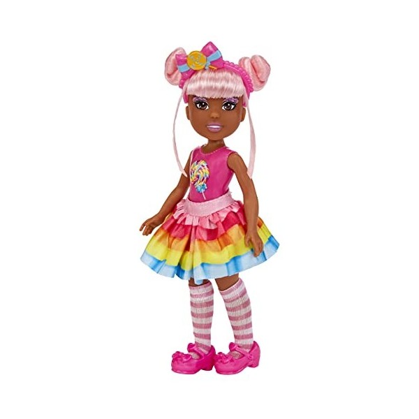 MGA Dream Bella Candy Petite Princesse - JAYLEN - Poupée de 14cm avec 1 étiquette à gratter & à sentir, de longs cheveux rose