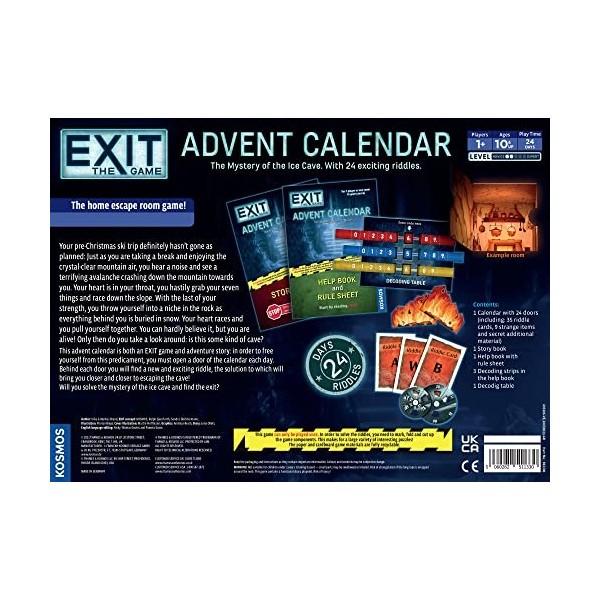 Thames & Kosmos, 693206, EXIT: Advent Calendar, The Mystery of The Ice Cave - 24 Riddles to Solve, 3D Rooms to Explore, Ages 