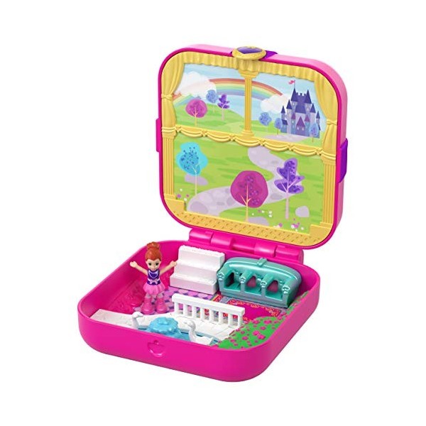 Polly Pocket Coffret Secret Le Château de Rêve de Lila avec mini-figurine, 3 Surprises, accessoires et autocollants, jouet en