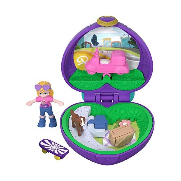 Polly Pocket Mini-Coffret rose Le Ballet de Lila avec 1 mini-figurine et accessoires barre horizontale, sac et coffre, jouet 