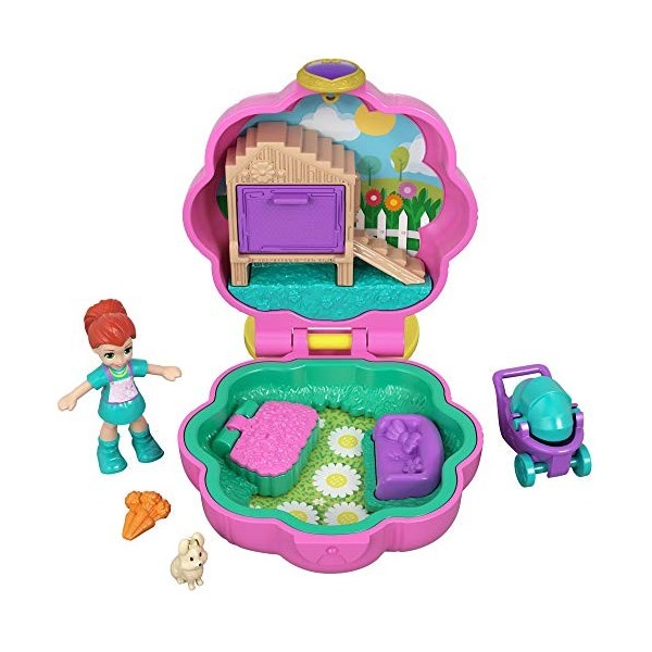 Polly Pocket Mini-Coffret rose Le Ballet de Lila avec 1 mini-figurine et accessoires barre horizontale, sac et coffre, jouet