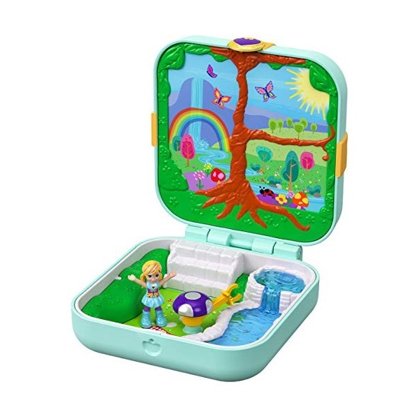 Polly Pocket Coffret Secret La Fabrique à Bonbons avec mini-figurine, surprises, 3 accessoires et autocollants, jouet enfant,