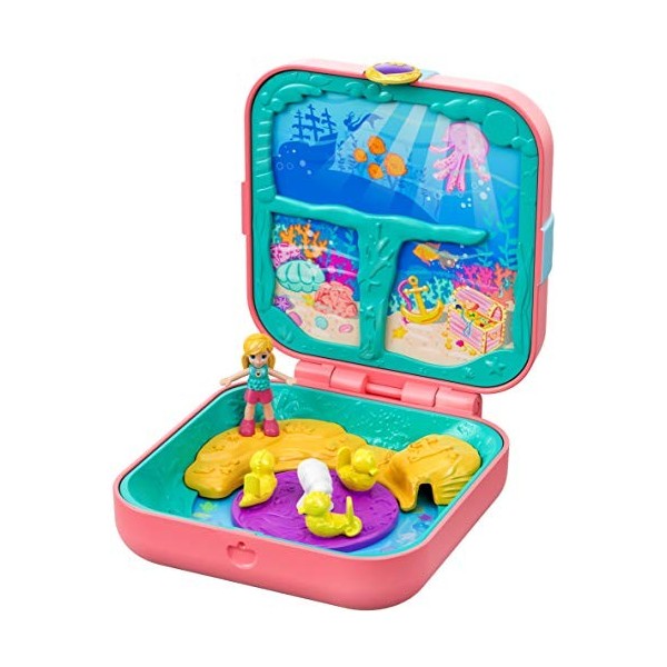 Polly Pocket Coffret Secret La Fabrique à Bonbons avec mini-figurine, surprises, 3 accessoires et autocollants, jouet enfant,