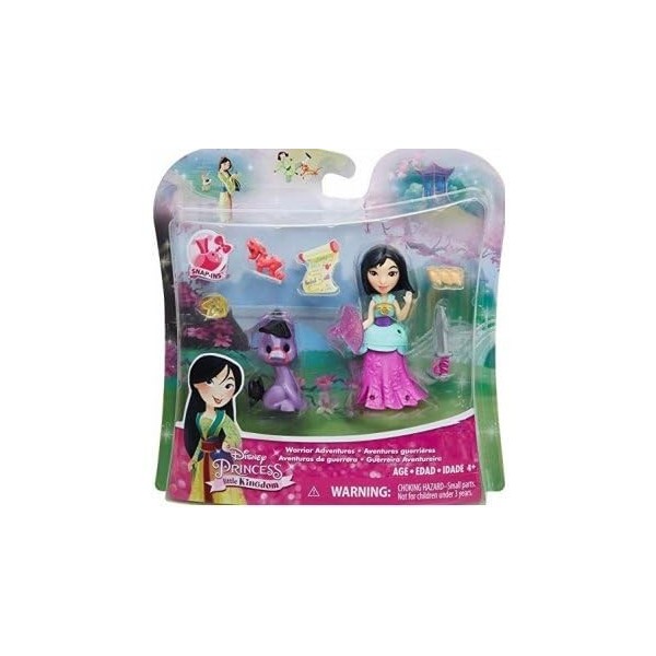 Coffret pour Disney Princesse Aventures - de Mulan la guerriere - Set Mini Poupee avec Accessoires + 1 Carte Animaux