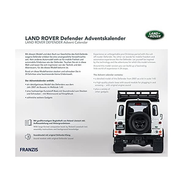 Franzis- Land Rover Defender Advent Calendar Adventskalender, 67155-4, Blanc, Taille Unique