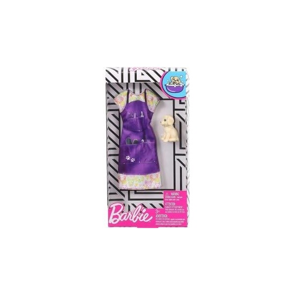 Coffret pour Barbie - Habit Poupee Mannequin - Robe Chiens avec Petit Chien Beige - Set Vetement + 1 Carte - Tenue - Accessoi