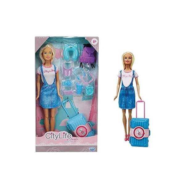 ODS - Fashion Doll 29 cm avec Jambes Pliantes et Accessoires de Voyage Inclus, 44420