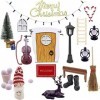 Ensemble de décoration de maison de poupée de Noël | Mini décorations de porte de fée de Noël à léchelle 1:12, ensemble de j