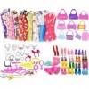 Miotlsy 80 Vêtement & Accessoires de Poupée 20 Robes Chics + 60 Accessoires 10 Chaussures + 6 Colliers + 6 Couronnes pour P