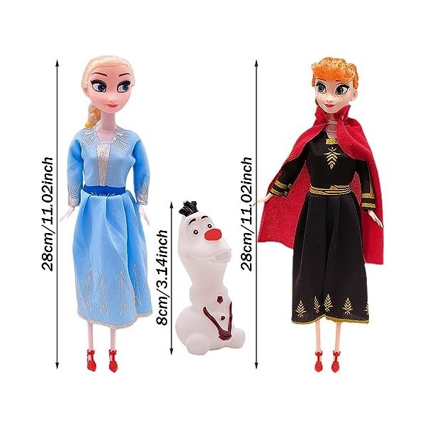 ZGCXRTO 3pcs Poupée Reine des Neiges, Neige et Glace Poupée Princesse, Princesse des Glaces Doll Set for Kids 3 and Up