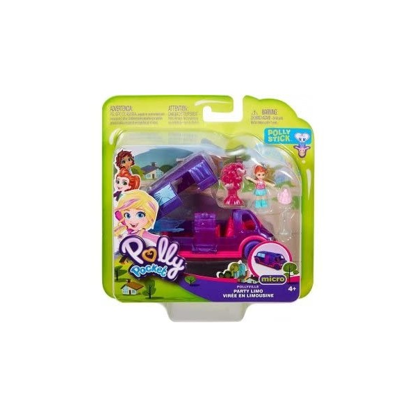 Coffret pour Polly Pocket la Limousine + 1 Figurine + Accessoires - Set Jouet Fille Voiture + 1 Carte Offerte - Mini Poupee