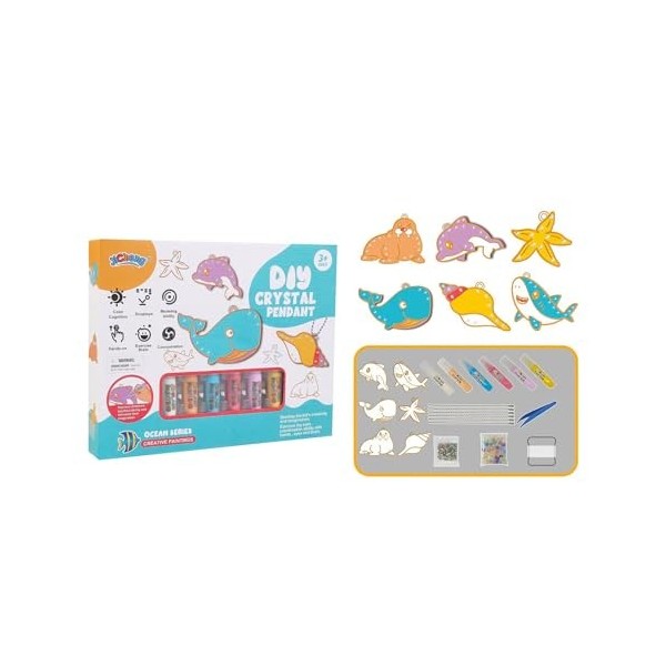 COSSIKA Painting Kits Bricolage Cristal Pendentif fenêtre Art Artisanat Kits Peinture pour Enfants interactif fête de noël Fo