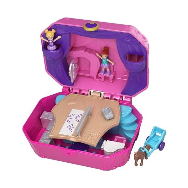 Polly Pocket Coffret Univers La Boîte à Musique avec 2 mini-figurines et accessoires, autocollants et 5 surprises cachées, jo