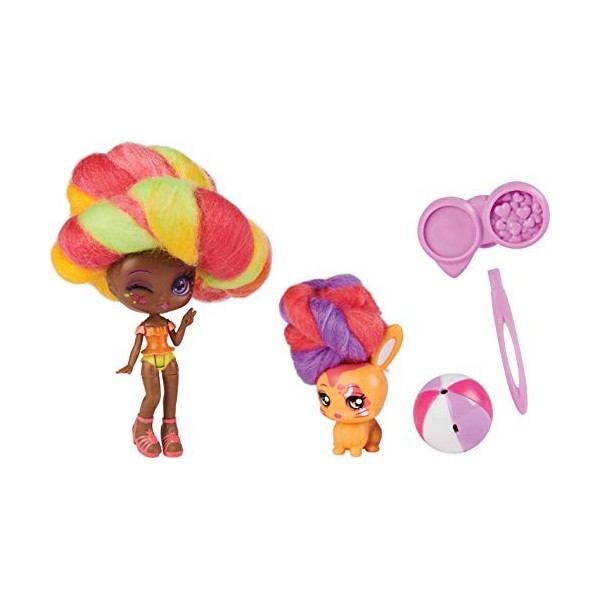 Candylocks Lot de 2 poupées parfumées de 75 cm et Animaux de Compagnie Posie Peach avec Accessoires