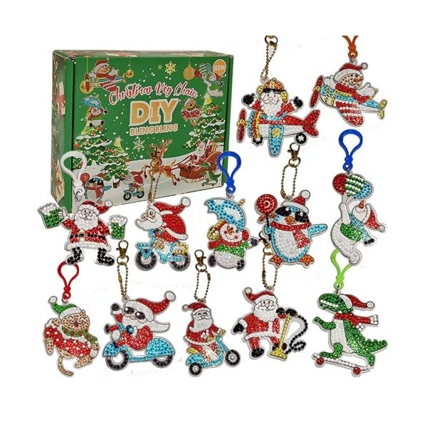 PENGXX Porte-clés de Noël à faire soi-même - Kit dartisanat - Pendentif pour enfants - Fournitures de fête interactives - Ac