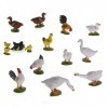 Evemodel Lot de 30 trains miniatures peints 1:43 animaux de la ferme calibre O poulet, canard, oie, PVC, 15 styles différents
