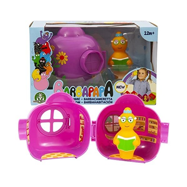 Giochi Preziosi Barbapapa - Barpapapa-Casetta Violet de Barbottina avec Peinture Florale extérieure Porte et fenêtre ouvrante