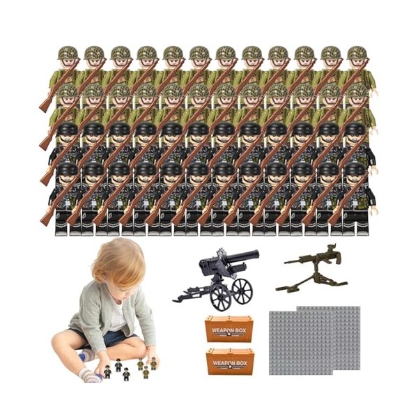 ptumcial Toy Soldiers 2 Sets Miniatures Mignonnes expressives armées armées Bricolage interactives WW2 Toys Développement des