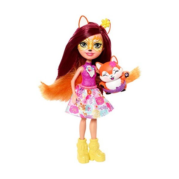 Enchantimals Coffret LArbre Enchanté du Renard, Mini-poupée Felicity Renard, Figurine Animale Flick avec balançoire et acces