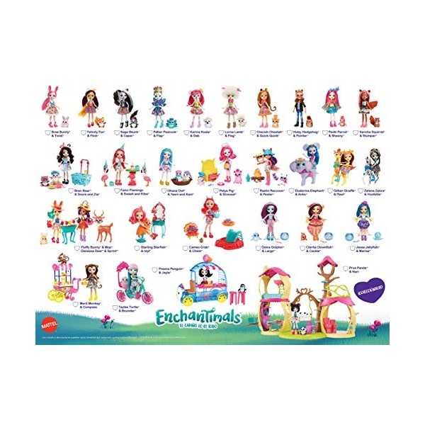 Enchantimals Coffret Jardin Enchanté, Mini-poupées Danessa Biche, Fluffy Lapin et Figurines Animales avec accessoires de jard