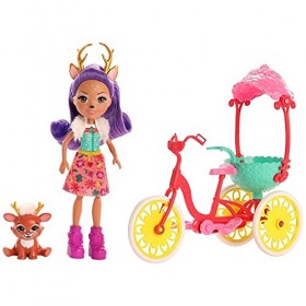Enchantimals Coffret Danessa Biche à vélo, mini-poupée, figurine animale Sprint, et bicyclette, jouet enfant, GJX30