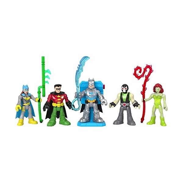 Fisher-Price Imaginext DC Super Friends Coffret de Combat Batman, 5 Figurines Articulées de personnages avec lumières et acce