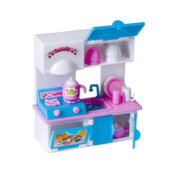 Playkidiz Mini Doll Cuisine Playset: Preport Play Mini poupée avec Accessoires de Cuisine Super durables pour la Maison de po