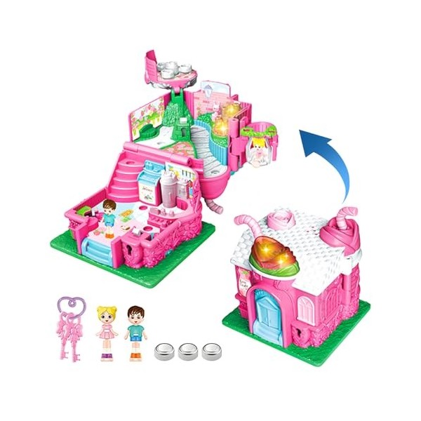 Maisons de poupées pour Filles | Maison de poupée avec lumières et Jouets de Construction de Jeux de Simulation,Meubles de Ma