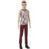 Barbie Fashionistas poupée mannequin Ken aux cheveux châtains et roses avec débardeur et pantalon écossais, jouet pour enfant