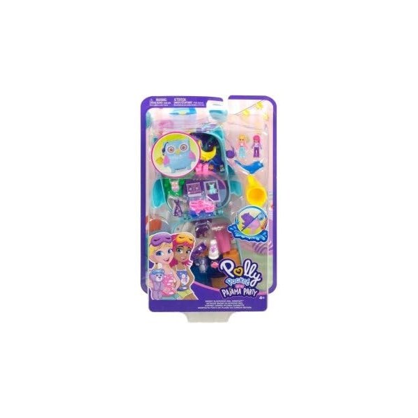 Coffret Hibou pour Polly Pocket Soiree Entre Amis + 2 Figurine + 12 Accessoires - Set Jouet Fille Mini Monde + 1 Carte Offert