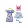 Coffret 2 Habits pour Barbie : Robe Papillon + Short avec Top Rose et Chaussure - Tenue de Ville - Set vêtement poupée + 1 Ca