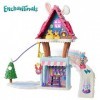 Enchantimals coffret Chalet des Neiges de Bevy Lapin, mini-poupée, figurine animale Jump, 5 espaces de jeu, jouet pour enfant