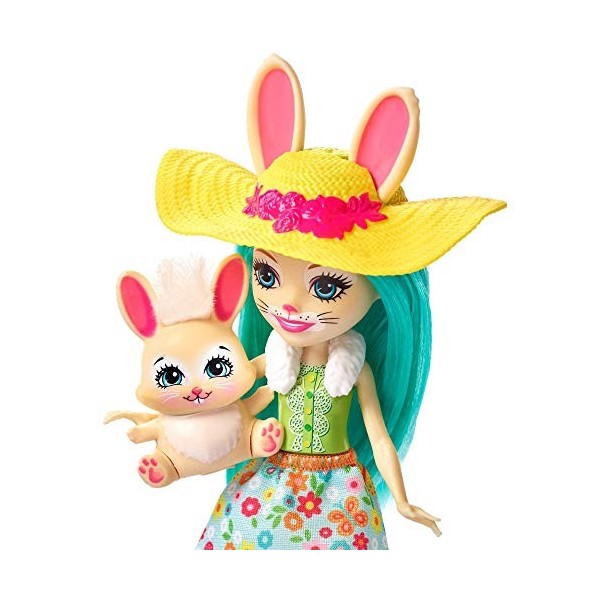 Enchantimals Coffret le jardin de Fluffy Lapin et sa figurine animale Mop, avec accessoires de jardinage, jouet enfant, GJX33