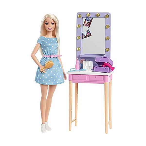 Barbie Big City Big Dreams coffret Dressing de Star avec poupée Malibu, accessoires inclus, jouet pour enfant, GYG39