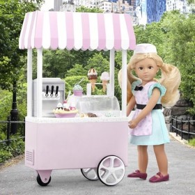 Lori – Mini Doll & Ice Cream Cart – Clothes & Ice Cream Accessories for 6-inch Dolls – Ice Cream Scoops, Cones, Soft Serve, P