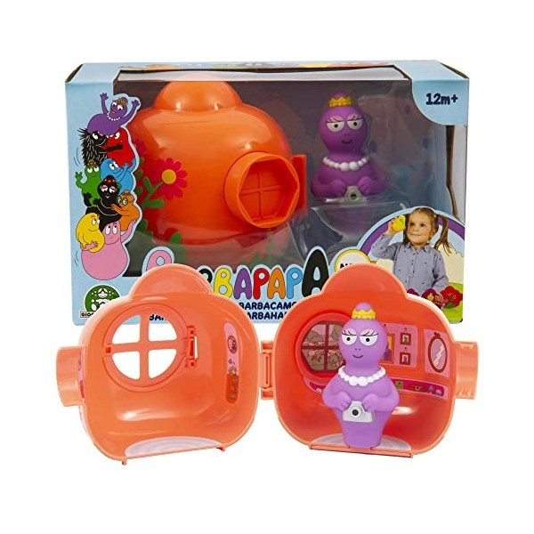 Barbapapa Barpapapà – Maison Saumon de barbabella avec Peinture Florale extérieure Porte et fenêtre ouvrables, décorée à lin