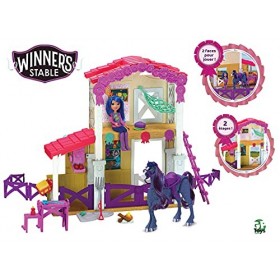 WINNERS STABLE, Coffret Ecurie, 33 Pièces, Contient Ecurie, Cheval Articulé, Poupée et Accessoires, Jouet pour Enfants Dès 3