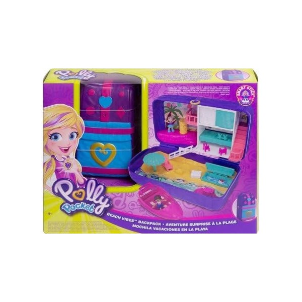 Coffret pour Polly Pocket - Grand Coffret a la mer avec Figurine Polly et Shani et Bateau + Accessoires - Set Jouet Fille + 1