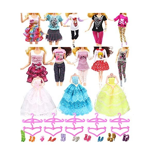 Hey~Yo Vêtements de poupée Barbie 11.5" Poupée Accessoires 33 Pièces Contient 3pcs Robe de Mariage + 10 Set de Mode Loisirs +