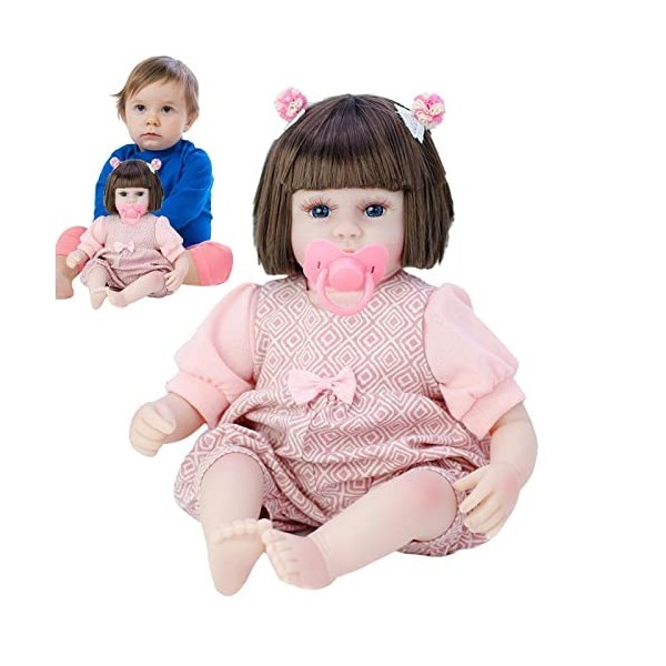 Poupée bébé réaliste | Creative Reborn Baby Doll Set 42cm Poupée bébé fille réaliste avec sucette et pince à cheveux,Fun Hand
