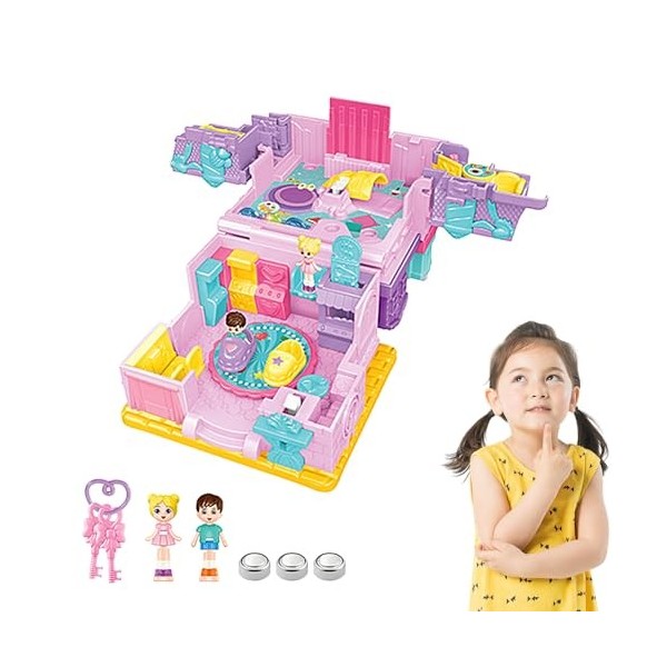 Maisons de poupées pour Filles | Ensemble de Jeu pour Tout-Petits avec lumières Magiques,Meubles de Maison de poupée de rêve,