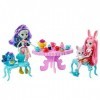 Enchantimals Coffret le goûter enchanté, mini-poupées Patter Paon et Bree Lapin et leurs figurines animales, accessoires incl