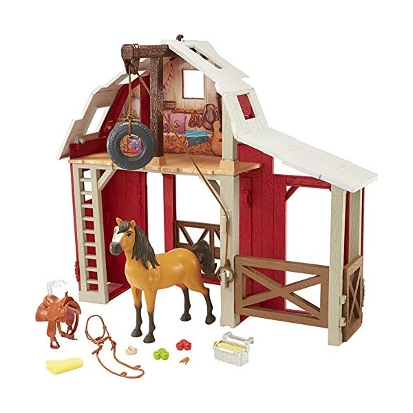 ​Spirit Lindomptable coffret Centre Écurie avec figurine cheval Spirit et 10 accessoires fidèles au film, emballage fermé, j