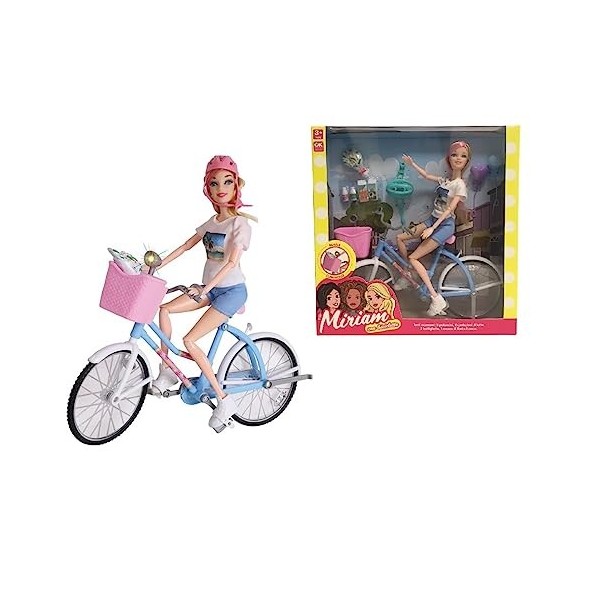 Generico Poupée avec vélo Playset poupée avec vélo, poupée articulée avec vélo et accessoires pour poupée avec vélo et access