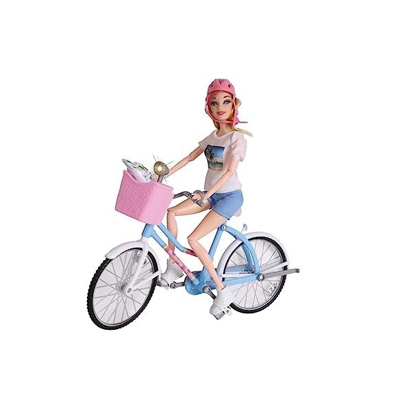 Generico Poupée avec vélo Playset poupée avec vélo, poupée articulée avec vélo et accessoires pour poupée avec vélo et access