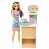 Barbie Coffret Skipper Premiers Jobs avec poupée Mannequin, Snack-Bar avec comptoir, Coupe glacée avec Changement de Couleur 