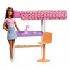 Barbie Mobilier coffret dintérieur poupée et lit superposé transformable, accessoires de bureau inclus, jouet pour enfant, F