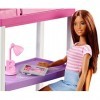 Barbie Mobilier coffret dintérieur poupée et lit superposé transformable, accessoires de bureau inclus, jouet pour enfant, F